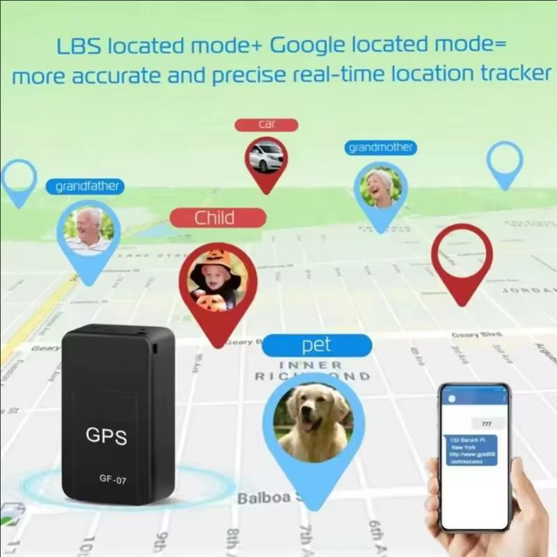 GPS Tracker GF07: Mini Magnetic Vehicle Locator for Motorcycles, Pets, Children, and Seniors with Mobile App Integration