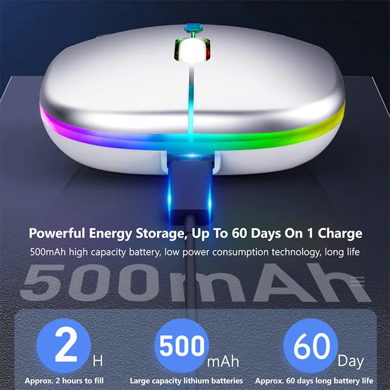 Wireless Mouse for Laptop PC Bluetooth RGB Rechargeable Mouses Wireless Computer Silent Mice LED Backlit Ergonomic Gaming Mouse